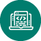 Icon with green circle and white outline of a laptop