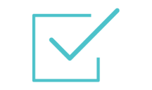 Icon with blue outline of tickbox and checkmark