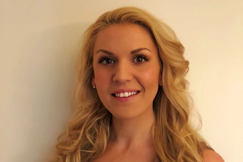 Woman with long blonde hair