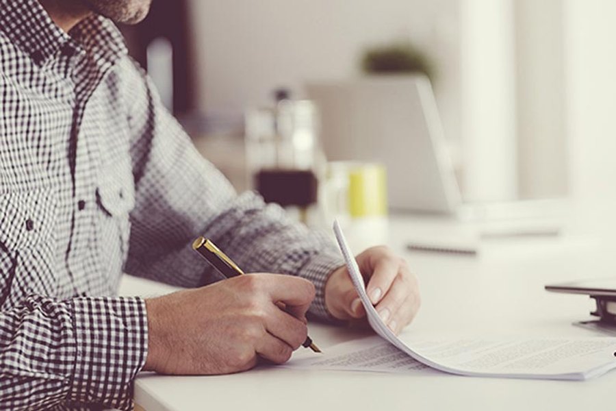 A man writing