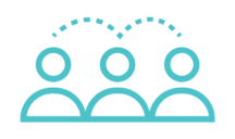 Icon with outline of three abstract human figures next to each other