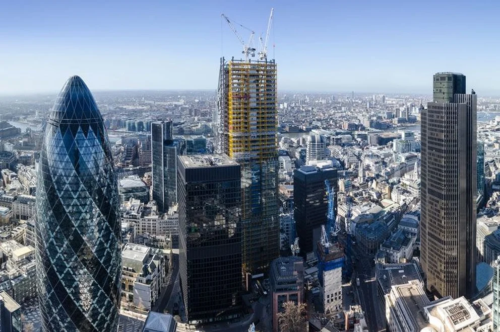View of London with skyscrapers being built