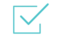 Icon with blue outline of tickbox and checkmark