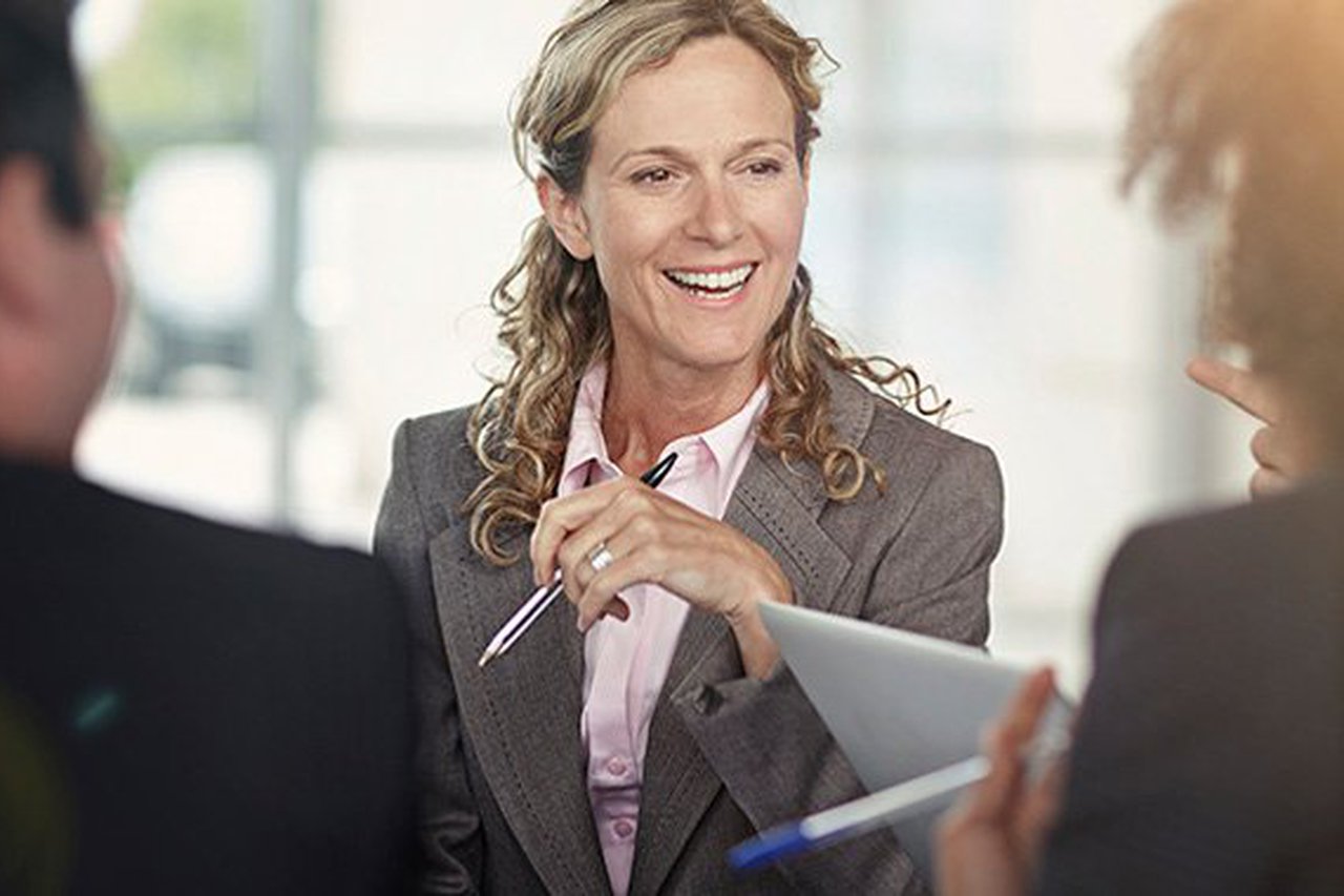 Office woman smiling
