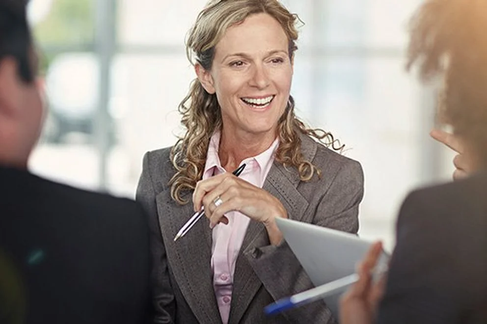 Office woman smiling
