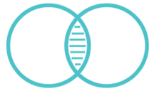 Icon with blue outline of two intersecting circles