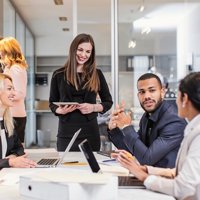 Group of colleagues having a discussion