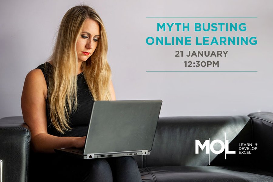 female learner on mol webinar