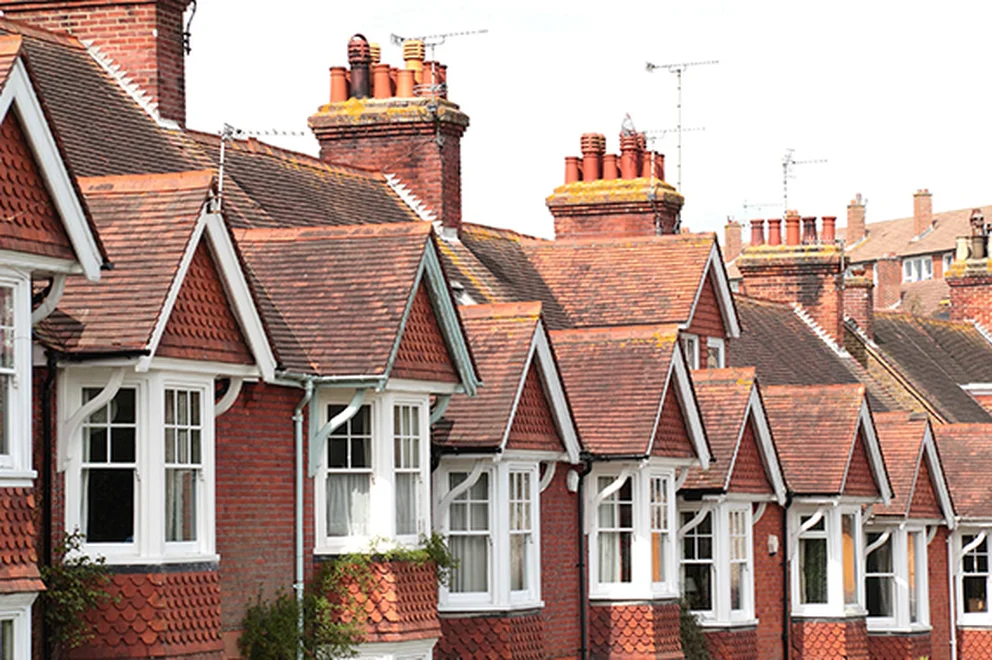 Red brick houses seen from outside